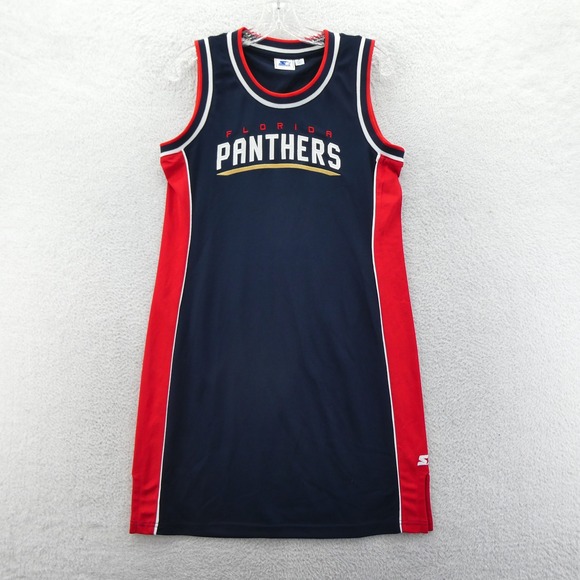 STARTER Dresses & Skirts - Starter Tank Dress Womens Medium Florida Panthers NHL Navy Blue Red Vintage Y2K